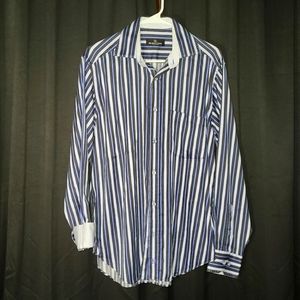 Bugatchi Men's Striped Print Button Down Shirt M Medium Like New